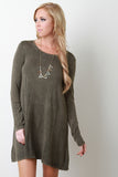 Acid Wash Long Sleeve Shift Dress