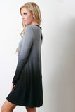 Jersey Knit Dip Dye Long Sleeve Dress