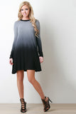 Jersey Knit Dip Dye Long Sleeve Dress