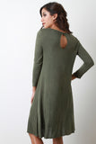 Back Keyhole Three Quarter Sleeve Dress