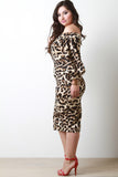 Leopard Balloon Sleeve Midi Dress