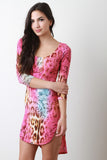 Multicolor Lace Leopard High Low Dress