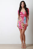 Multicolor Lace Leopard High Low Dress