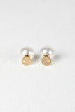 Cutout Circle And Pearl Double Sided Earrings